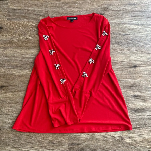 INC BEAUTIFUL CHRISTMAS BLOUSE DIAMOND STONE DETAIL - Picture 7 of 12